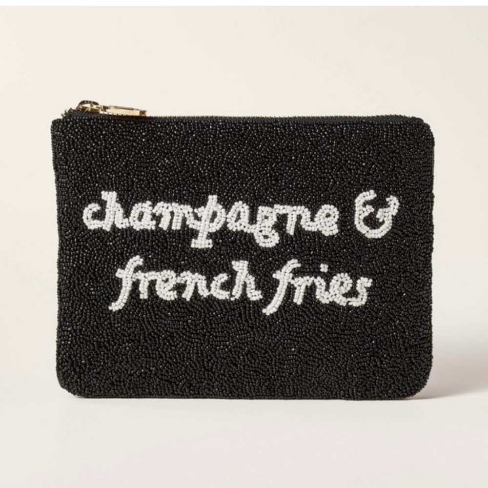 Elegant kate spade Black Beaded Clutch Champagne & French Fries NWT